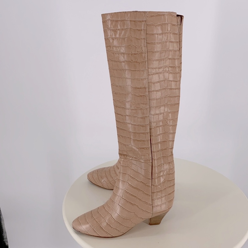 Miista London Tall Boots Embossed Leather Size 4-5 Europe 35